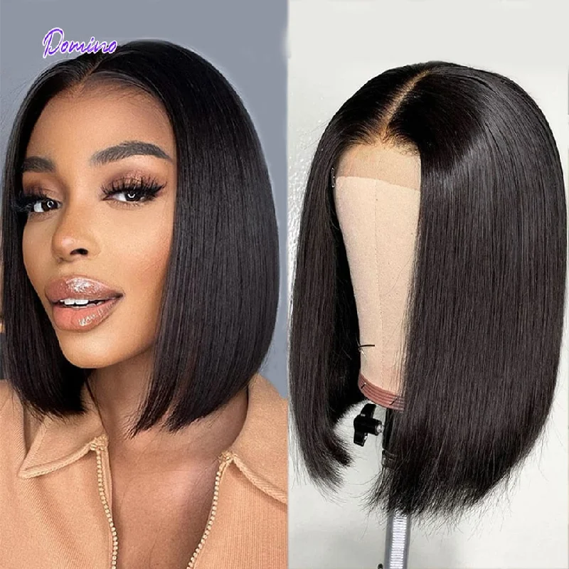 14inch Bob Wig Lace Front Human Hair Wigs For Women Bone Straight Short Bob Wigs T Part Lace Closure Wig Brazilian Human Hair