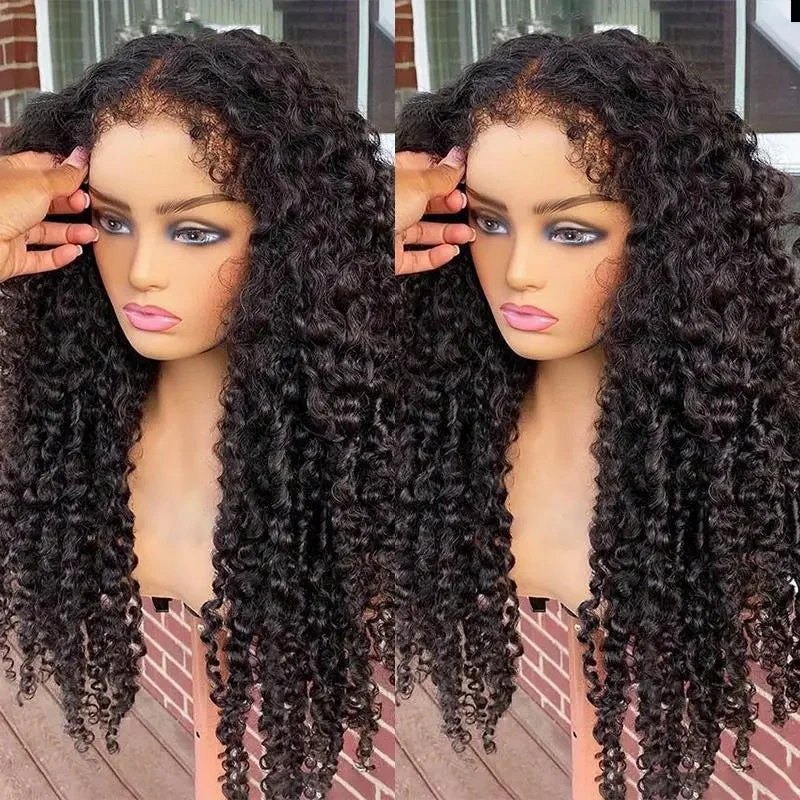 150% Glueless Curly Baby Hair Swiss Lace Front Wig 13x6 13x4 HD Lace Frontal Human Hair Edges Curly Wig