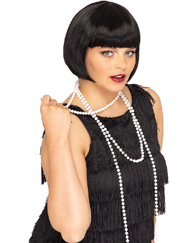 20s Flapper Deluxe Black Bob Wig