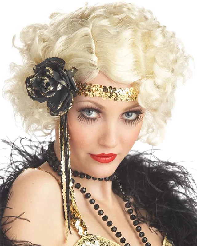 20s Jazz Baby Short Curly Platinum Blonde Wig