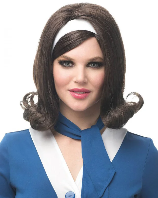 60s Flip Brown Bob Wig with Headband