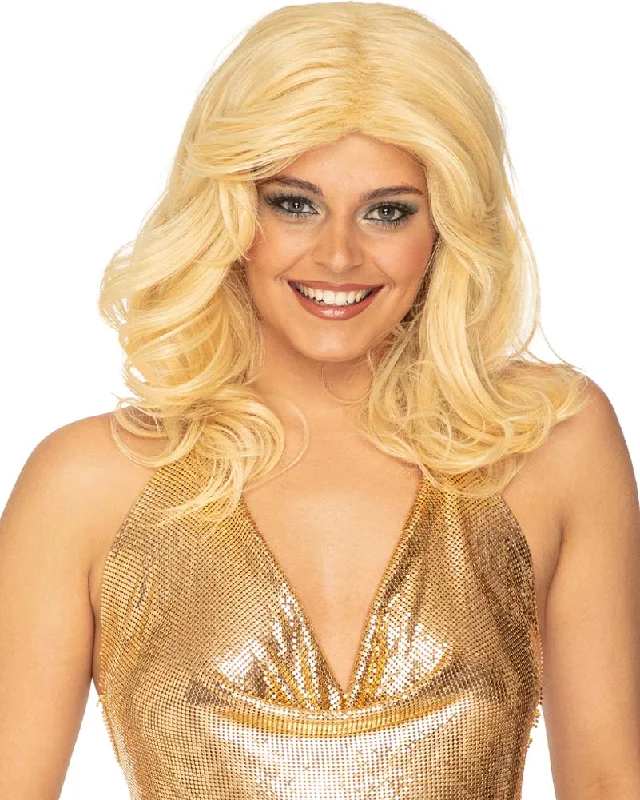 70s Disco Flick Deluxe Long Blonde Feathered Wig