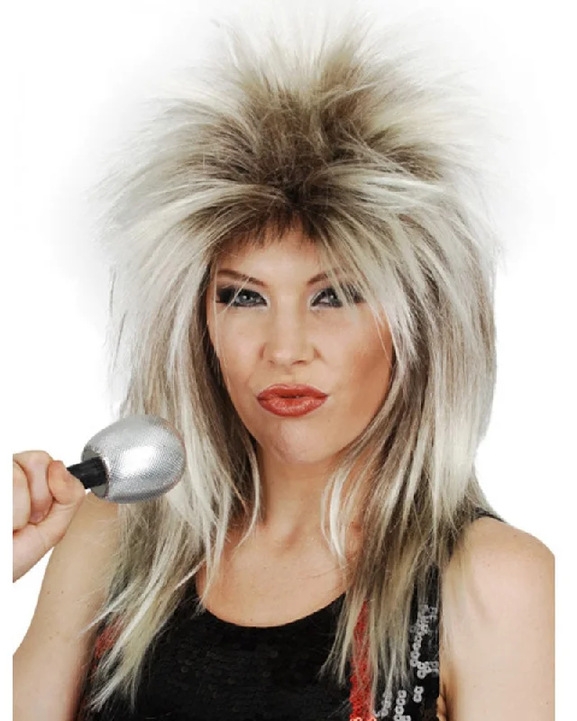 70s Tina Turner Brown and Blonde Mullet Wig