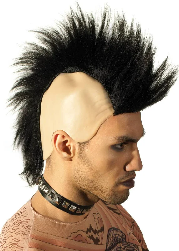 80s Skinhead Black Mohawk Wig