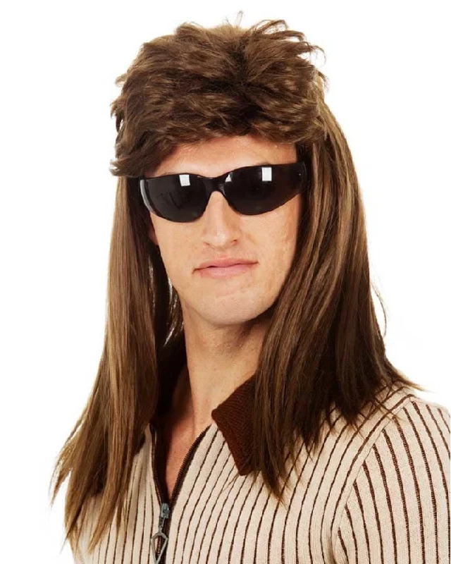 80s Long Brown Mullet Wig