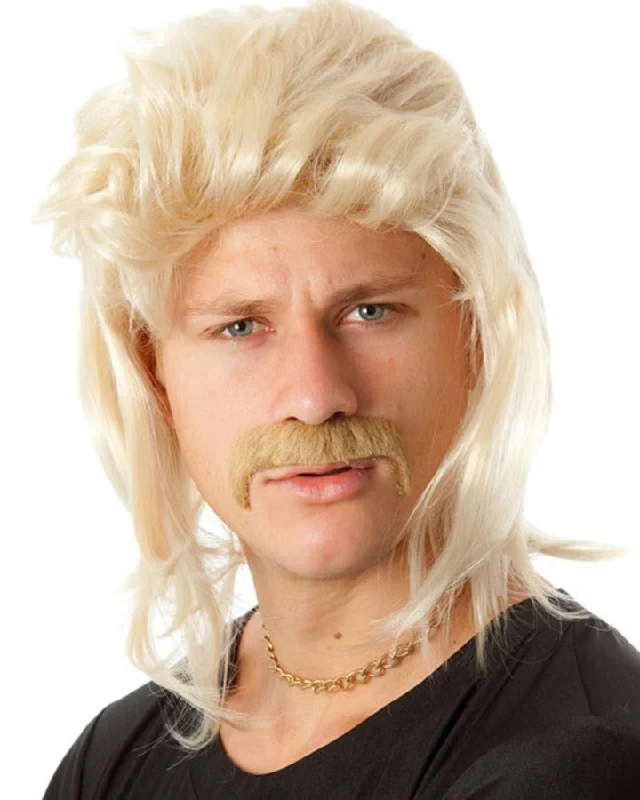 80s Mullet Blonde Wig and Moustache