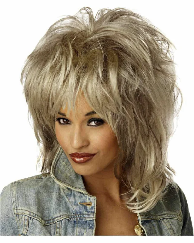 80s Rockin Soul Tina Turner Blonde Mullet Wig