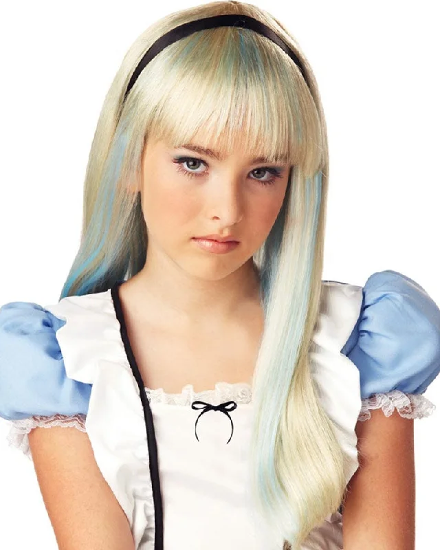 Alice Blue and Blonde Long Kids Wig