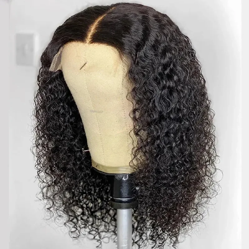 Curly 4x4 lace closure bob wig