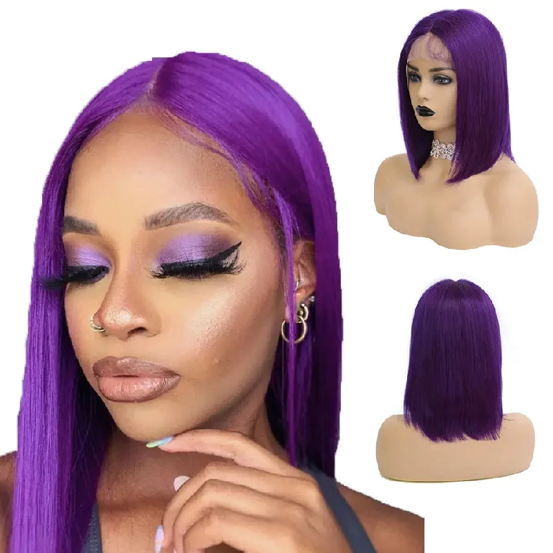 Cheap Straight Brazilian Human Hair Purple Color