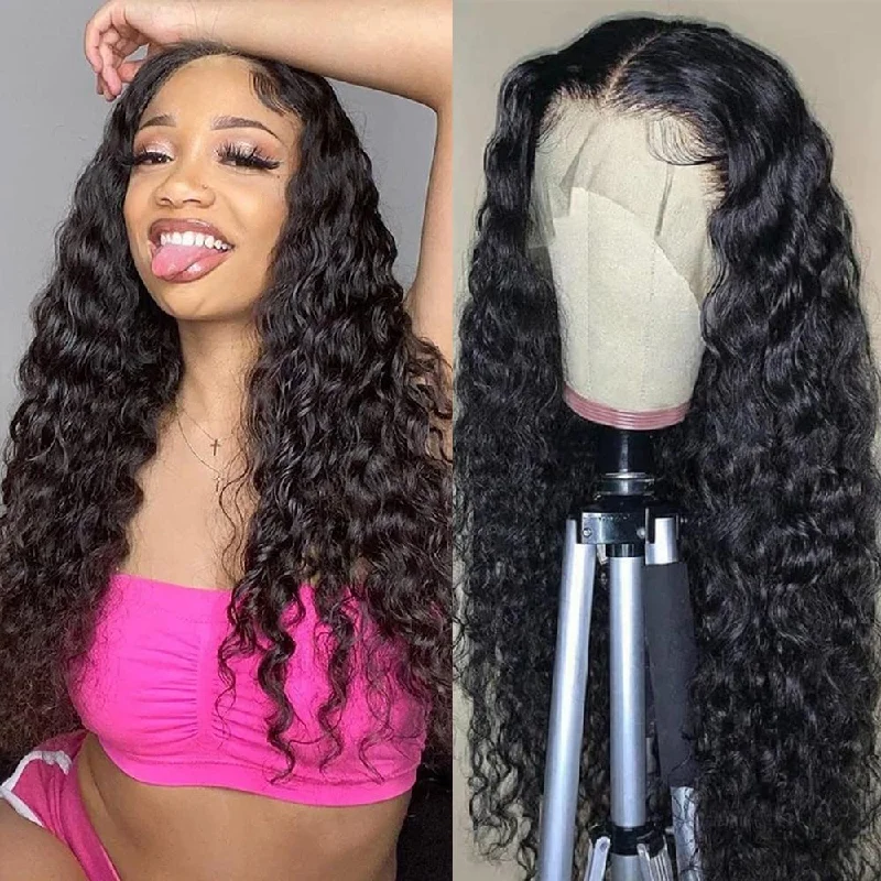 Cheap Water Wave 13X6 HD Lace Front Wig Brazilian Human Hair Wigs For Black Women Kinky Curly 13X4 Hd Lace Frontal Wig Vendors