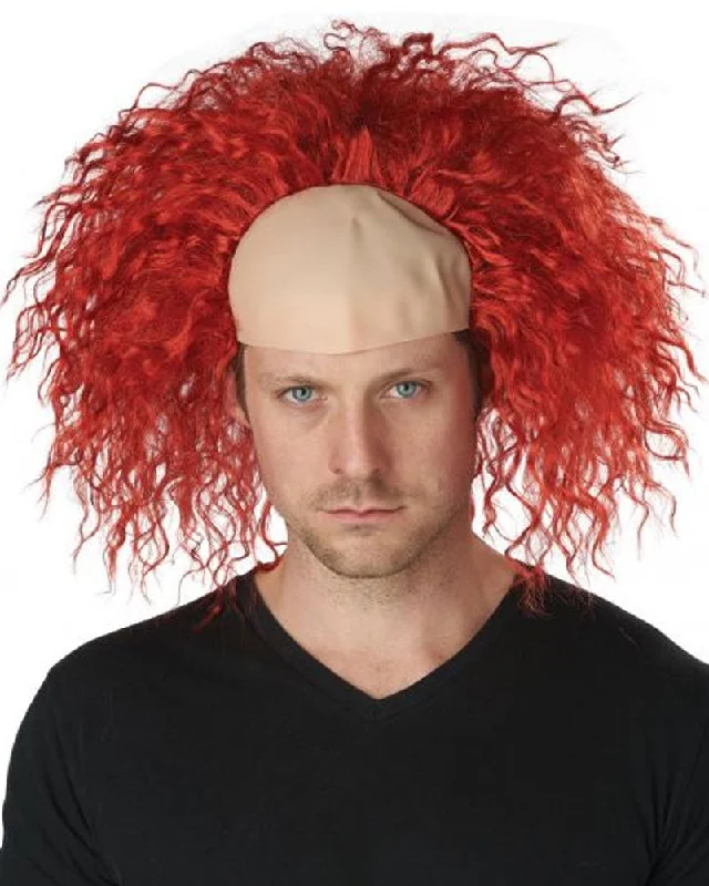 Clown Pattern Baldness Curly Red Wig