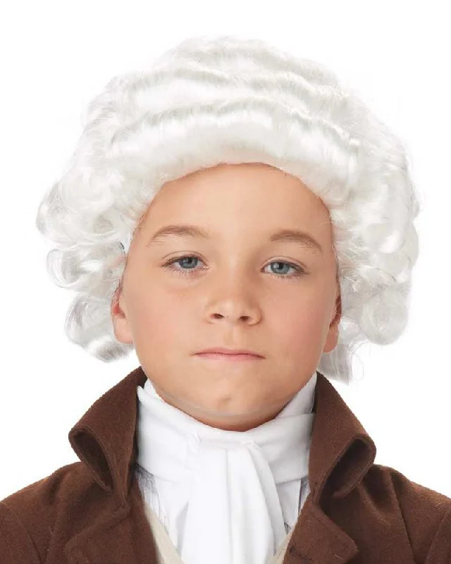 Colonial Man Boys White Wig