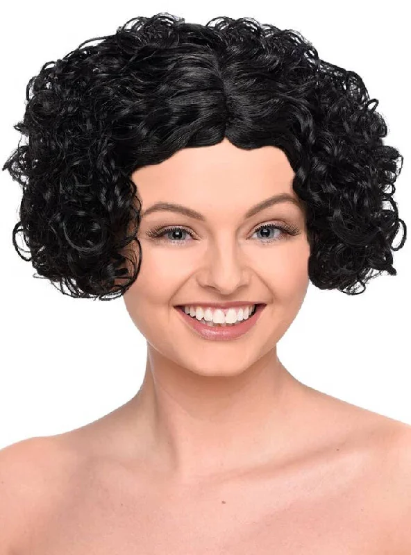 Curly Black Bob Womens 1920s Flapper Costume Wig