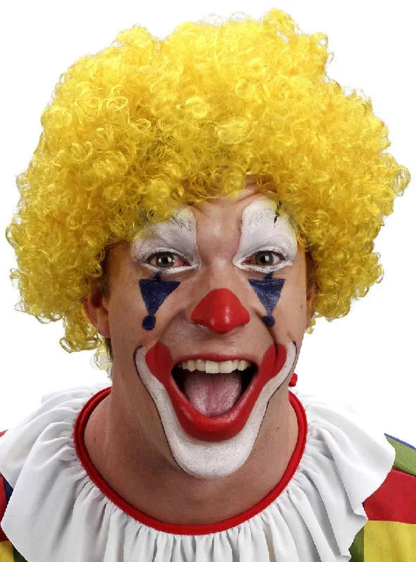 Curly Yellow Clown Afro Costume Wig for Adults