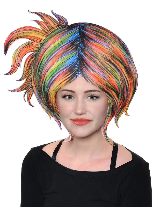 Cute Rainbow 2D Cartoon Style Costume Wig