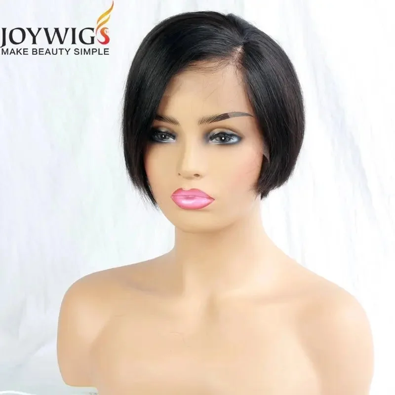 Cuticle Aligned Hair Vendors 6in Pixie Cut Human Hair Wigs