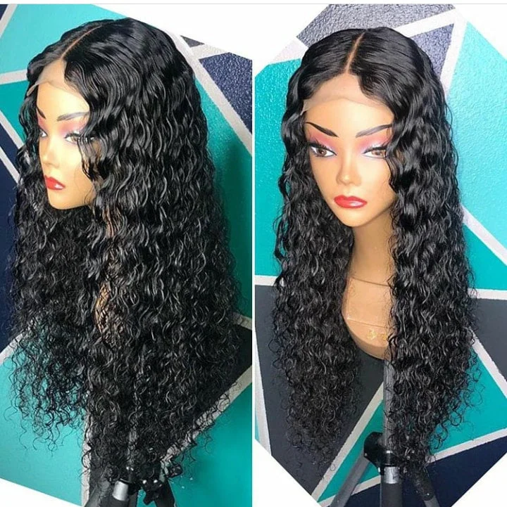 Deep Parting 13x6 Lace Front Wig Pre Plucked Water Wave Short BOB 150% Density Lace Front Human Hair Wigs With Baby Hair