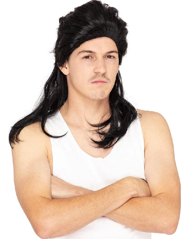 Deluxe Black Mullet Wig