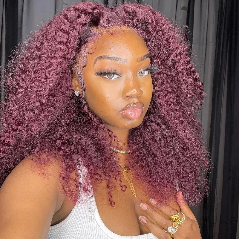 Agatha Lace Front Wig 150%  Density Burgundy Curly