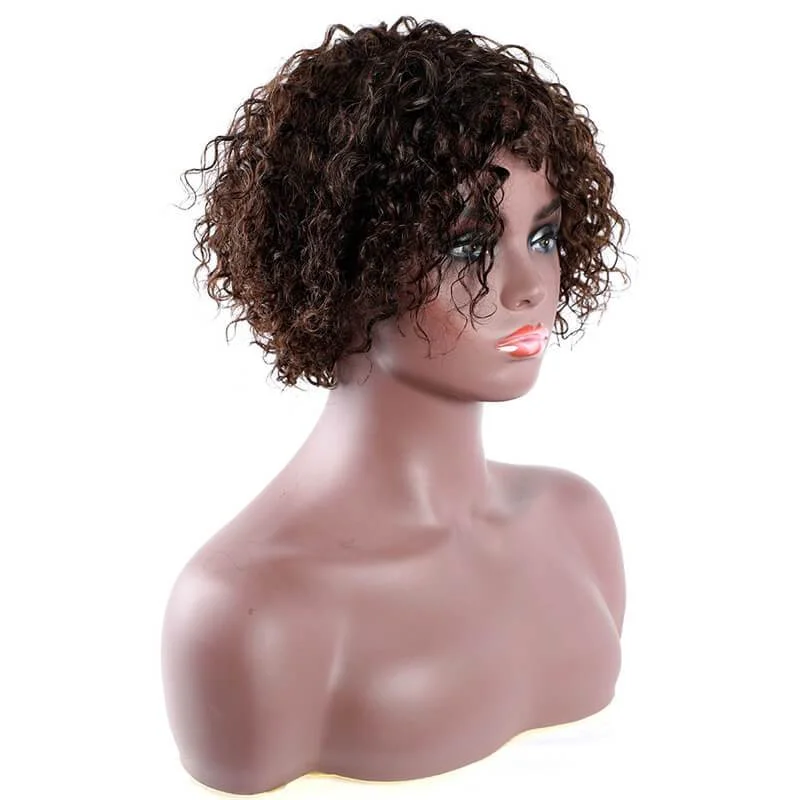 Dorpshipping Short Curly Bob Wig 100% Human Wigs for Black Women Full Machine Made Wig