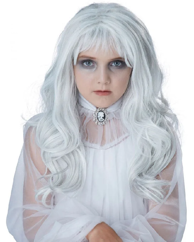 Ghost Girl Long Grey Kids Wig