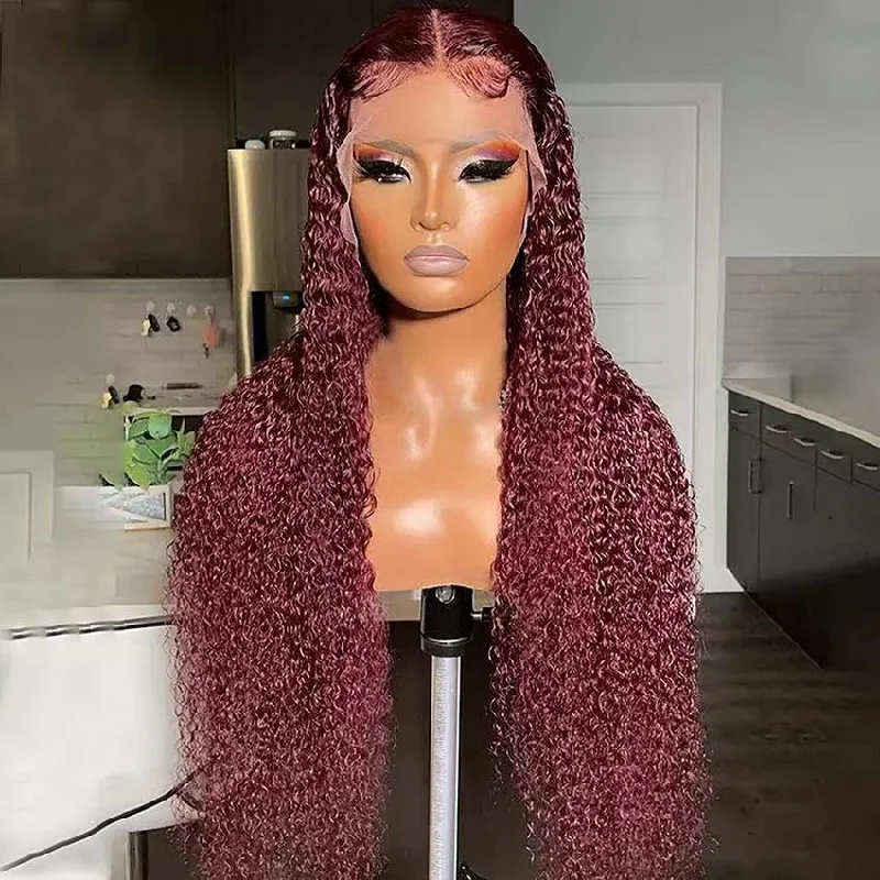 Glueless 8-40 inch Burgundy 99j HD Lace Front Wig,wholesale Burgundy Red human hair 13x4 13x6 full lace front wig