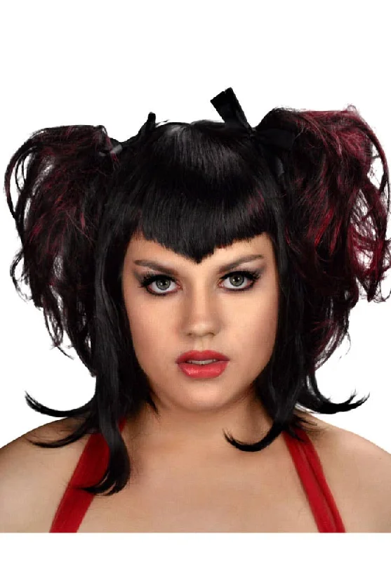 Dark Angel Black and Maroon Halloween Costume Wig