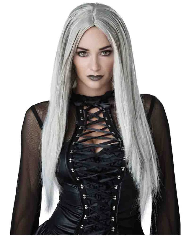 Gothic Matriarch Long Grey Wig