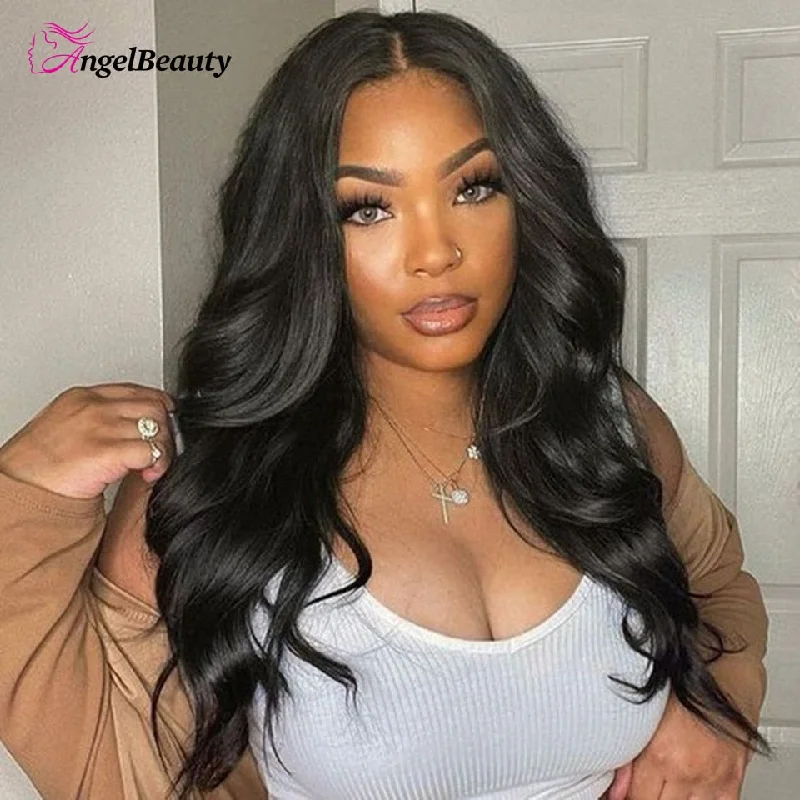 HD Transparent 13x6 Lace Front Human Hair Wigs Indian Body Wave 360 Lace Frontal Wig For Women Pre Plucked 4x4 Closure Wig Remy