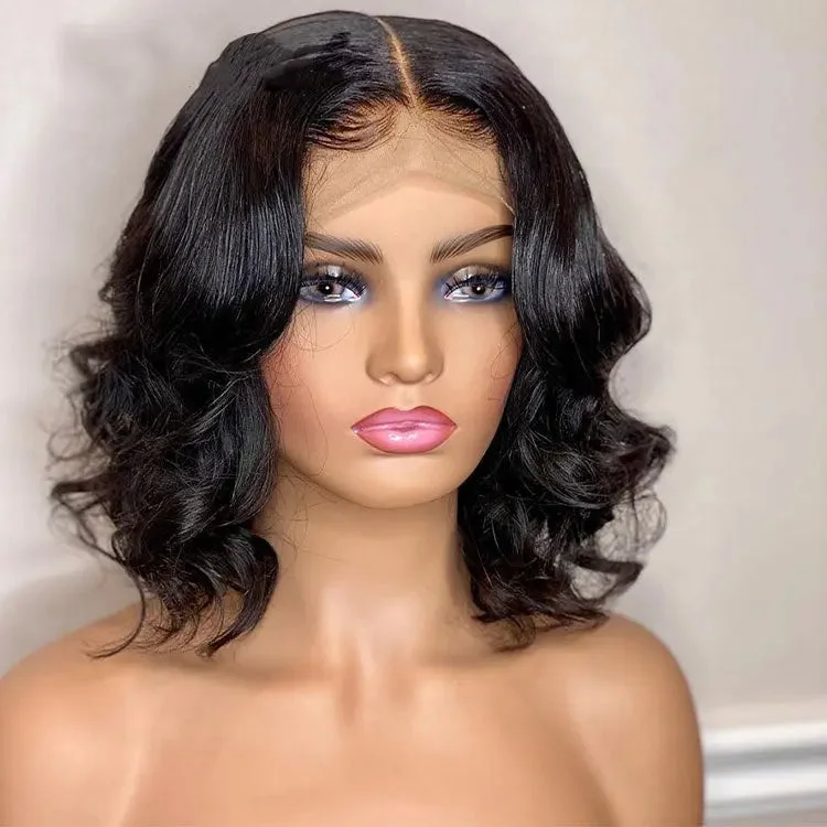 Highknight 4*4 Lace Closure Wigs Bob Wig Human Hair Brazilian Hair With Pre Plucked Bleached Knots Natual Color Wigs