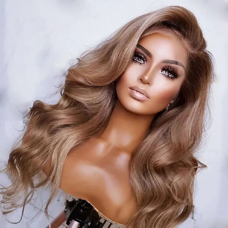 Hot Selling Medium Ash Blonde Water Wave Cuticle Aligned Virgin Human Hair 13*4 Lace Front Wigs For Black Women