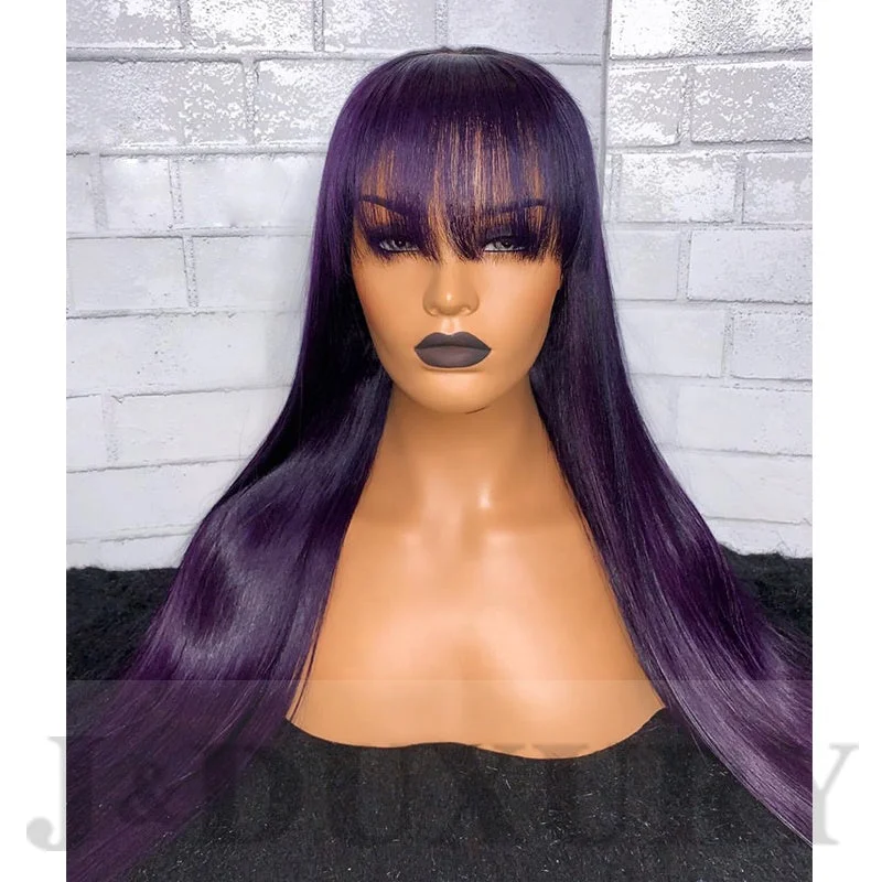 human hair lace front wig body wave 360 lace wigs for black women purple color hair wholesale HD transparent lace wigs