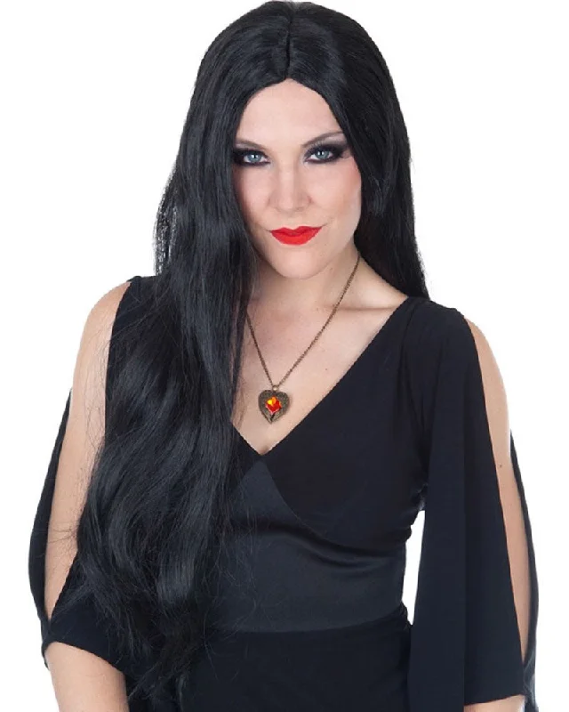 Morticia Long Black Wig