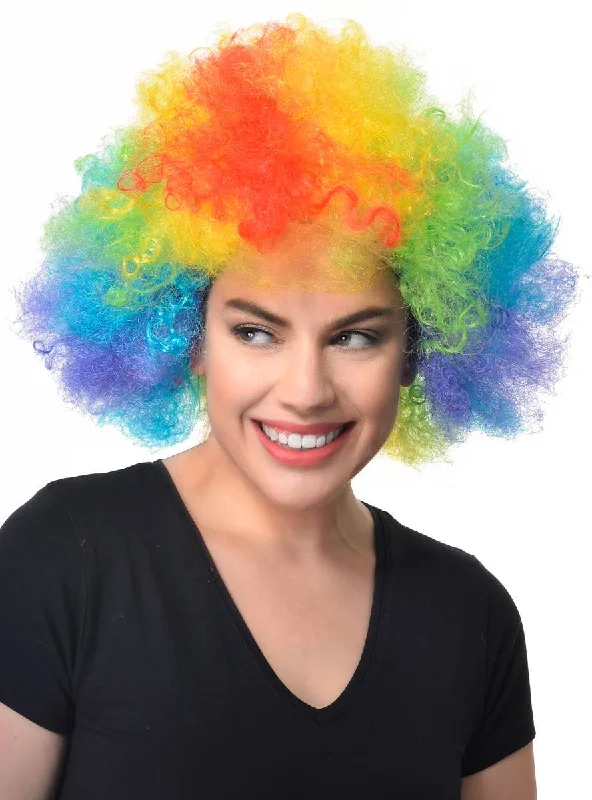 Deluxe Rainbow Afro Unisex Adults Clown Costume Wig