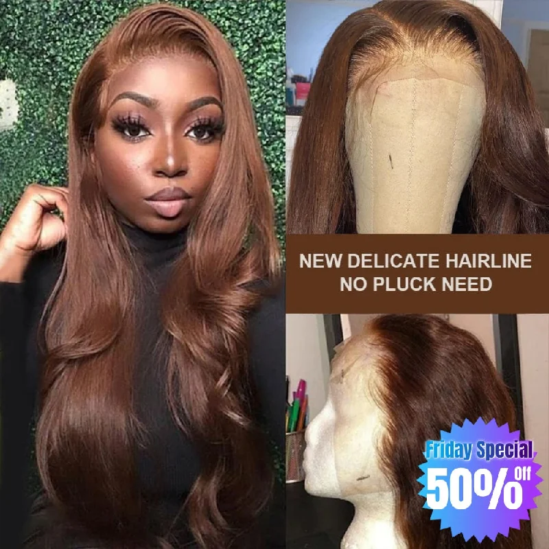 【Friday Special 50% Off】Boutique Brown Colored Skin Melt Lace + Delicate Hairline Frontal Wig