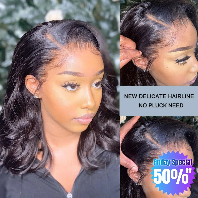 【Friday Special 50% Off】Boutique Skin Melt Lace + Delicate Hairline Frontal Bob Wigs Body Wave