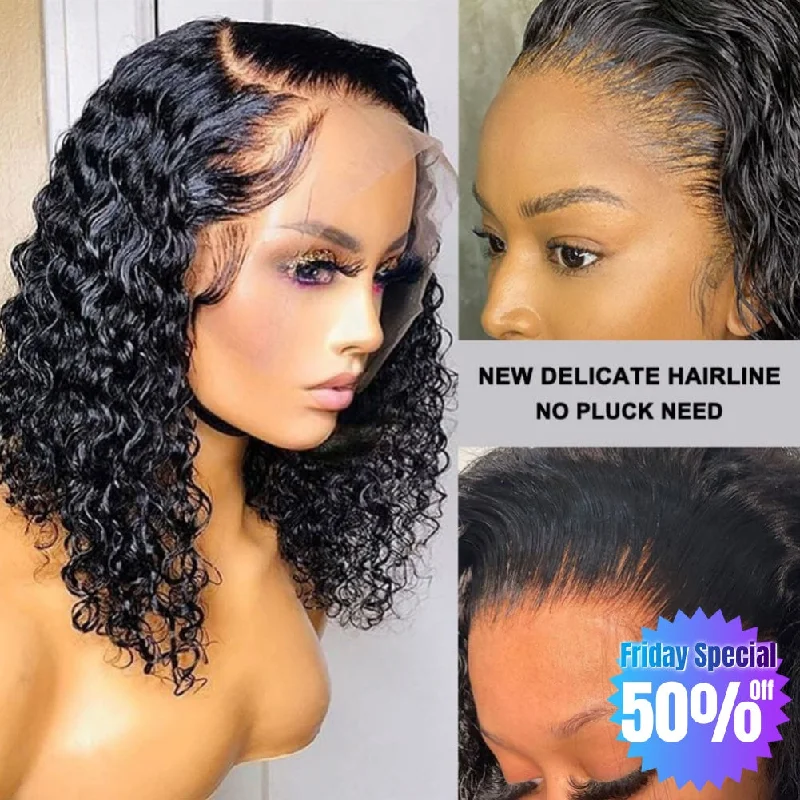 【Friday Special 50% Off】Boutique Skin Melt Lace + Delicate Hairline Frontal Bob Wigs Curly