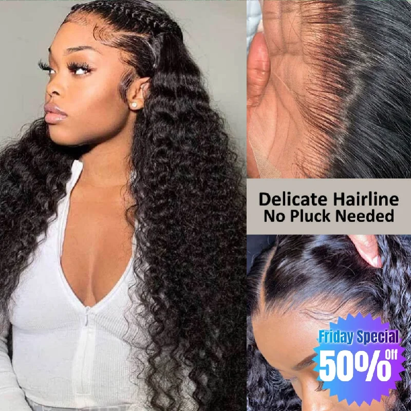 【Friday Special 50% Off】Boutique Skin Melt Lace + Delicate Hairline Frontal Wig Deep Wave