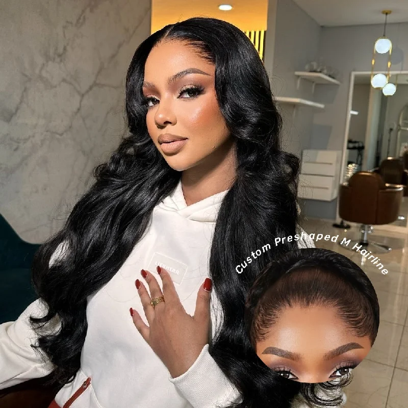 New Custome Preshaped M Hairline 13x6 Skin Melt Lace Front Wig