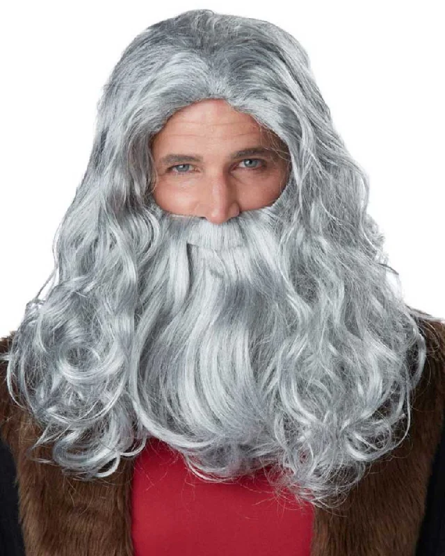 Renaissance Man Long Grey Wig and Beard