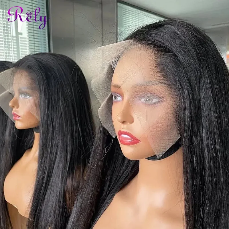 Straight Lace Front Wig 40 Inch Human Hair for Black Women Pre Plucked With Baby Hair Brazilian Remy 13x4 Hd Lace Frontal Wigs