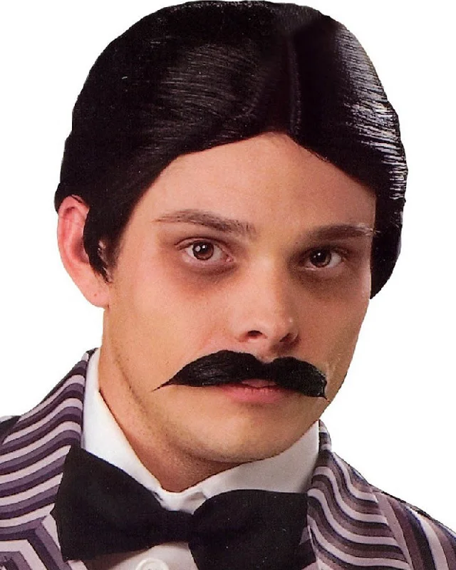 The Addams Family Gomez Short Black Wig and Moustache Set