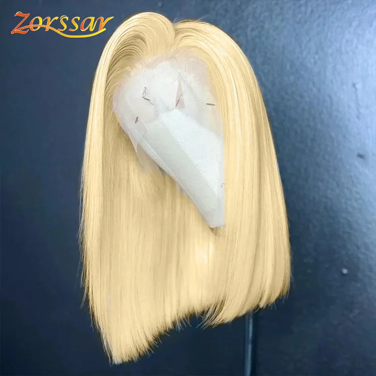 blonde color 150% density transparent lace 13*4 straight Bob wig