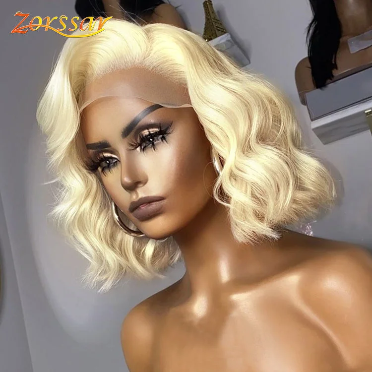 blonde color 150% density transparent lace 13*4 body Bob wig