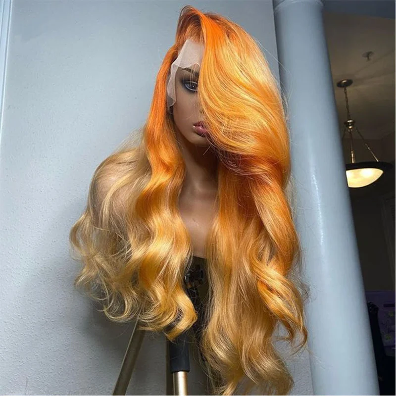 Transparent HD Lace Highlight Loose Wave Ombre #613 Orange Color Lace Front Wig With Baby Hair Virgin Brazilian Human Hair Wigs