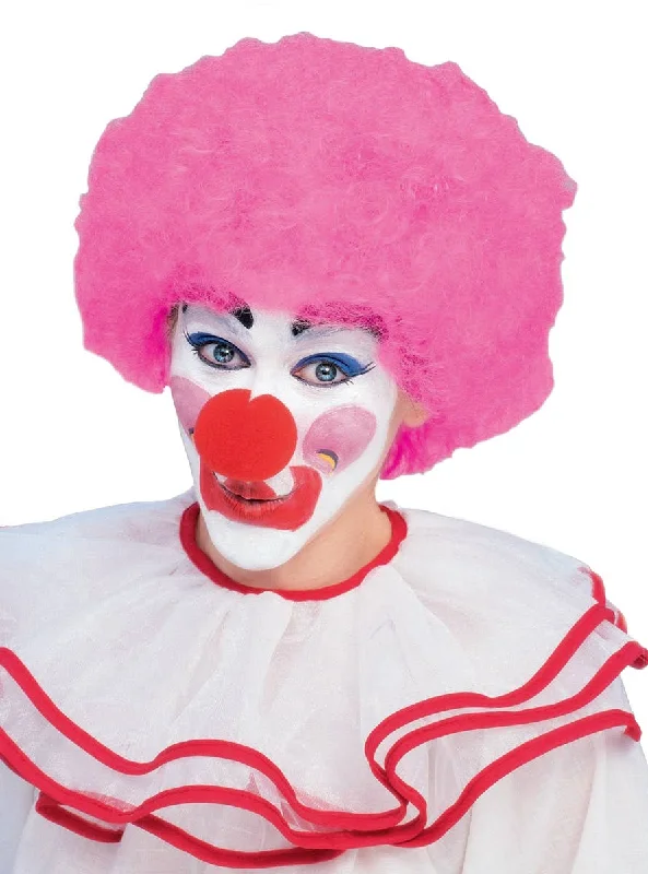 Bright Pink Unisex Clown Afro Costume Wig