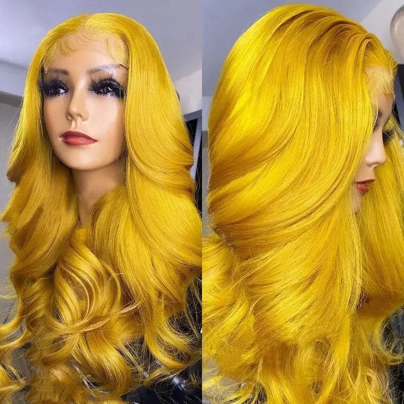 Unprocessed 100% Virgin Hair Vendors Brazilian Transparent Human Hair Wig Ginger Color Body Wave Lace Front Wig With Pre-Plucked