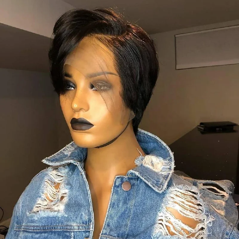 Wholesale Pixie Cut Human Hair Wigs Bob Brazilian Human Hair Boy Cut Short Wigs For Granny and Young Girl