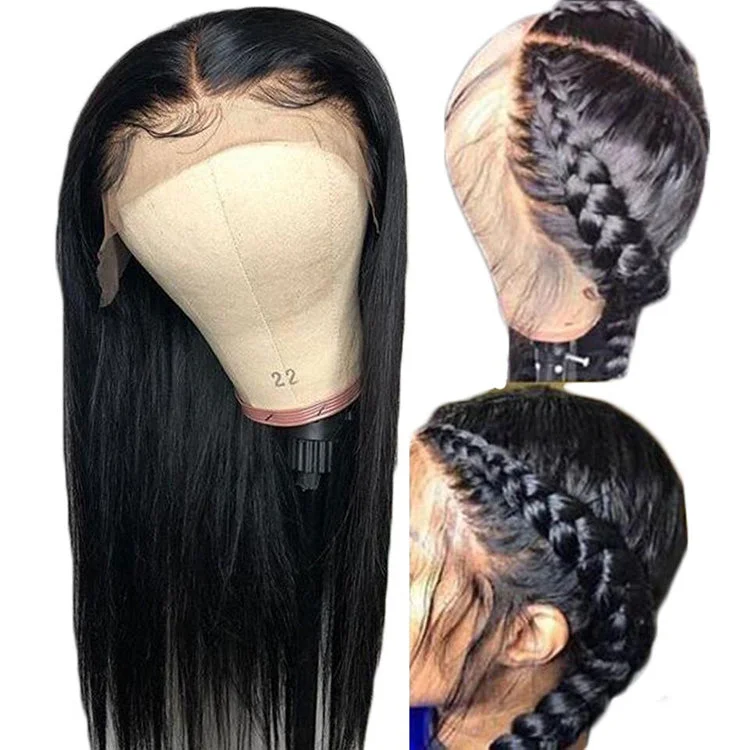 Wholesale Virgin Brazilian Human Hair Straight 360 Lace Frontal Top Quality Lace Band 360 Closure Wigs For Black Women